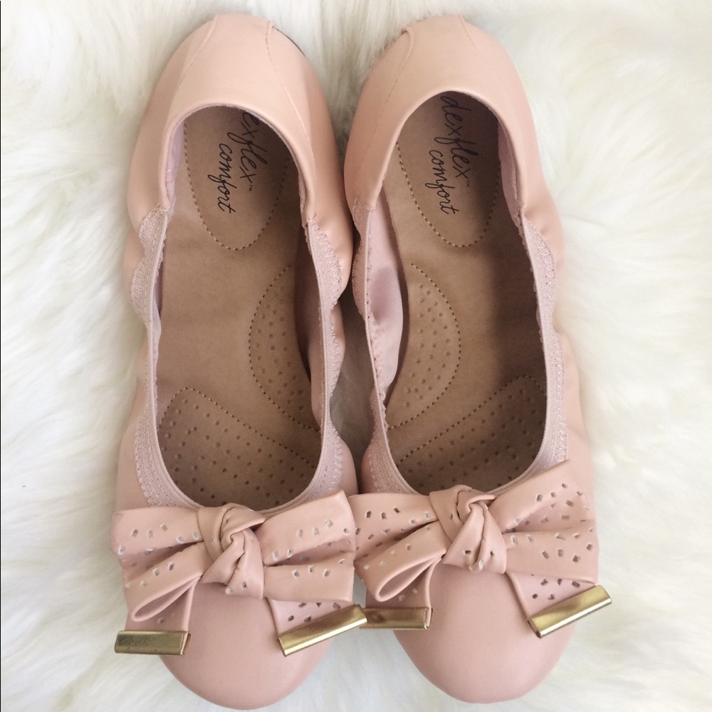 LIKE-NEW DexFlex Pink Blush Bow Ballet Flats
